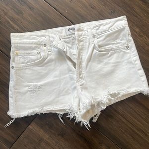 Agolde white jean shorts